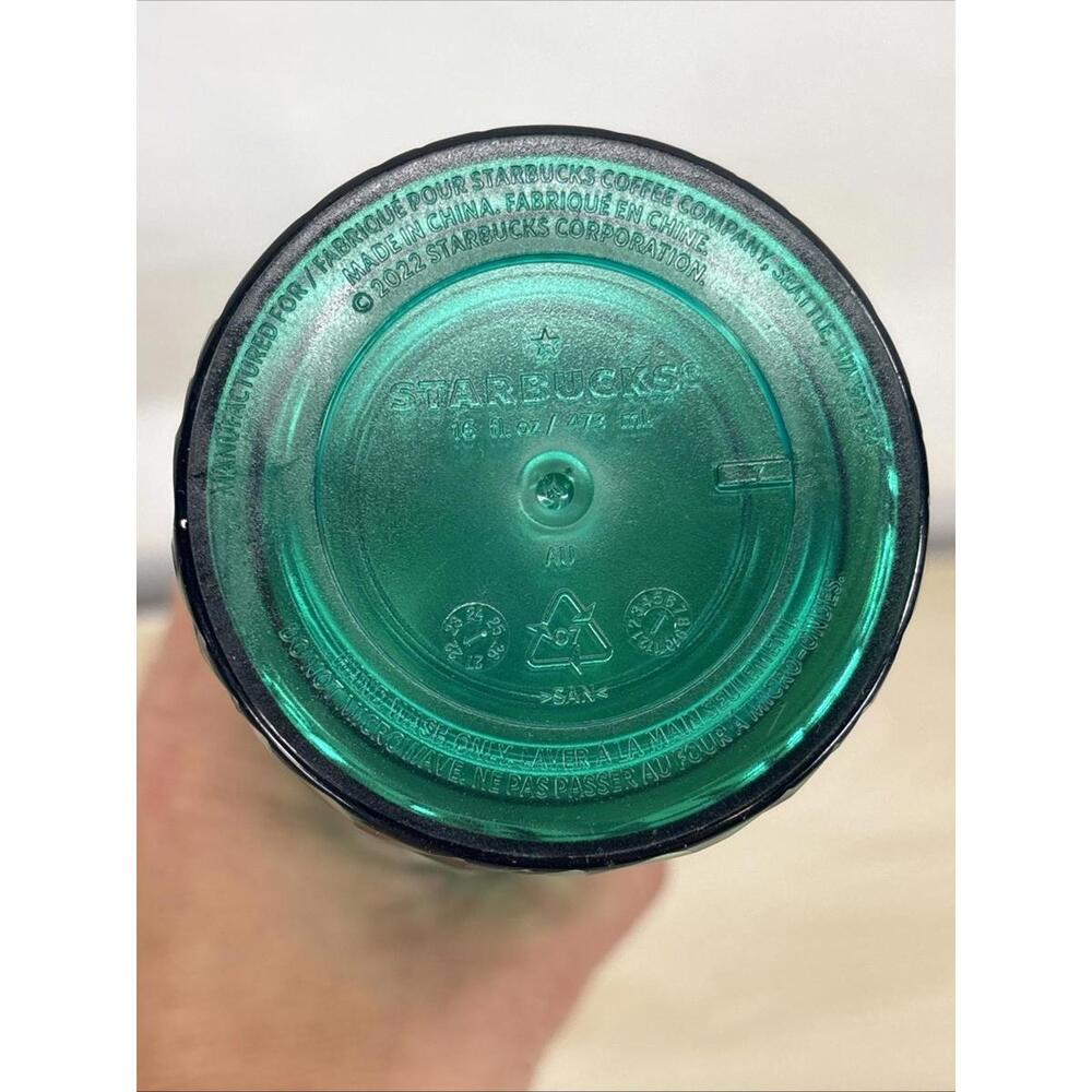 Starbucks Winter 2022 Swirl Textured 16oz Cold Drink Tumbler with lid New Green - Picture 5 of 7